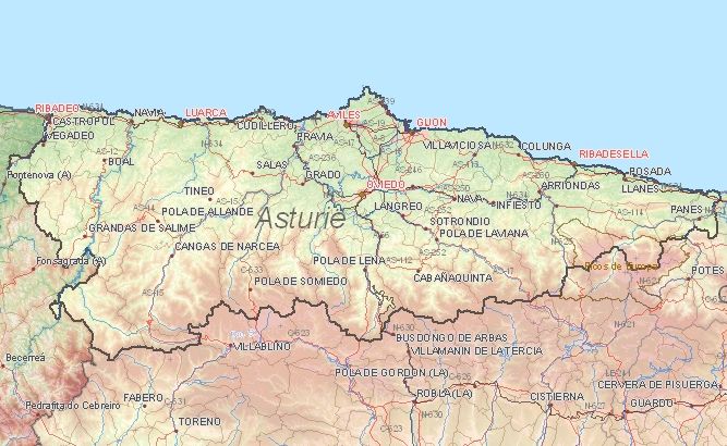 Toeristische kaart van Asturië