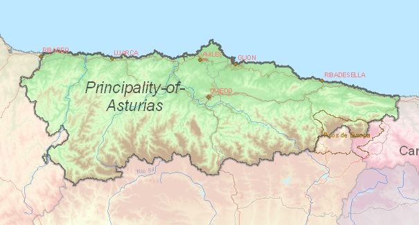 Toeristische kaart van Asturië