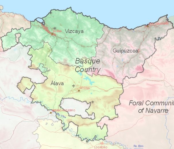 Toeristische kaart van Baskenland