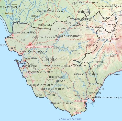 Toeristische kaart van Cádiz