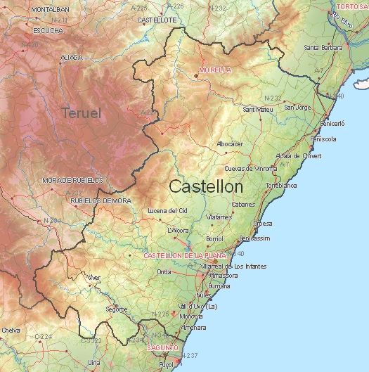 Toeristische kaart van Castellón