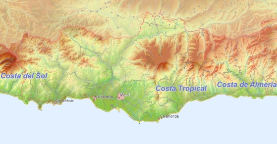 Toeristische kaart van Costa Tropical