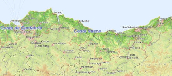 Toeristische kaart van Costa Vasca