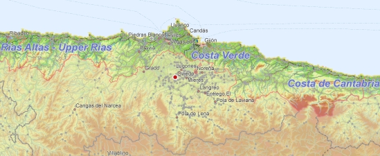 Toeristische kaart van Costa Verde