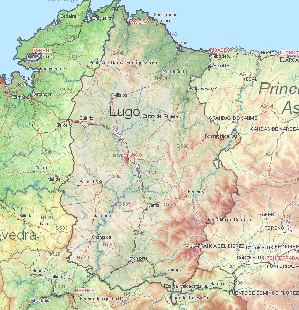 Toeristische kaart van Lugo