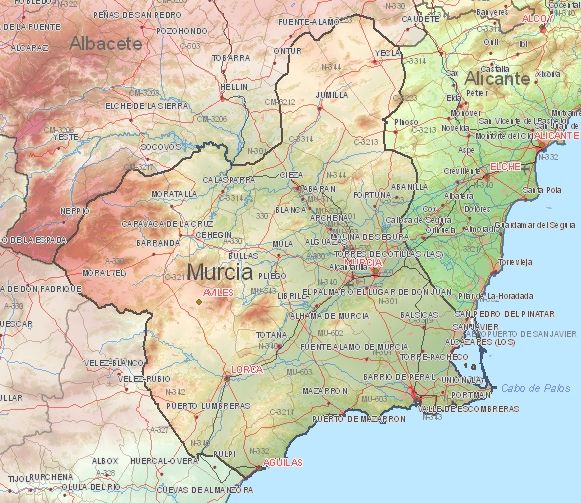 Toeristische kaart van Murcia