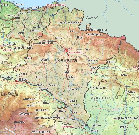 Toeristische kaart van Navarra