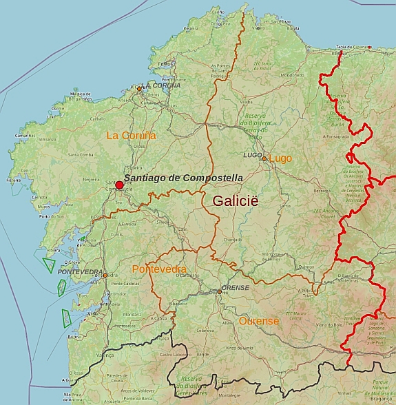 Toeristische kaart van Noordwest-Spanje