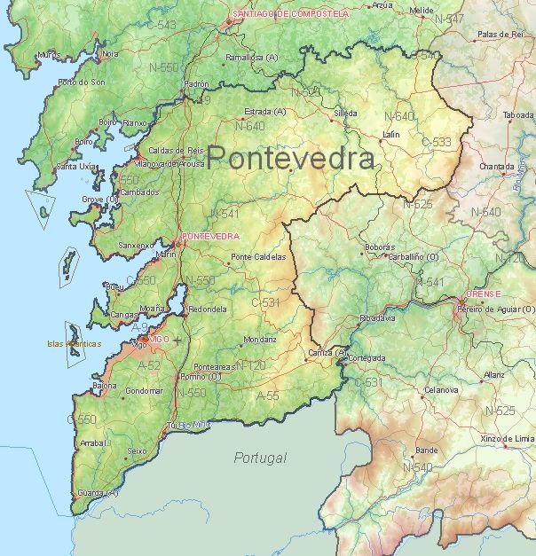 Toeristische kaart van Pontevedra