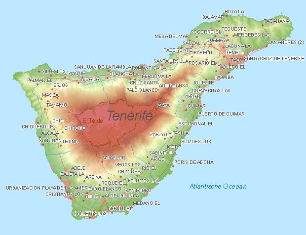 Toeristische kaart van Tenerife