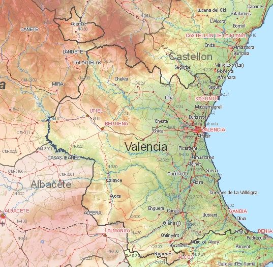 Toeristische kaart van Valencia