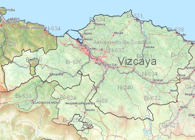 Toeristische kaart van Vizcaya